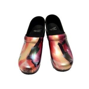 Dansko Professional Clog Patent Leather Size 38 US 7.5 8 Multicolor Workwear